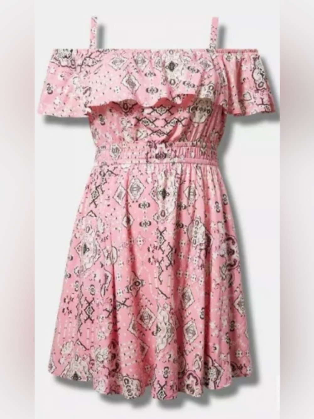 Mini Washable Challis Off Shoulder Skater Dress